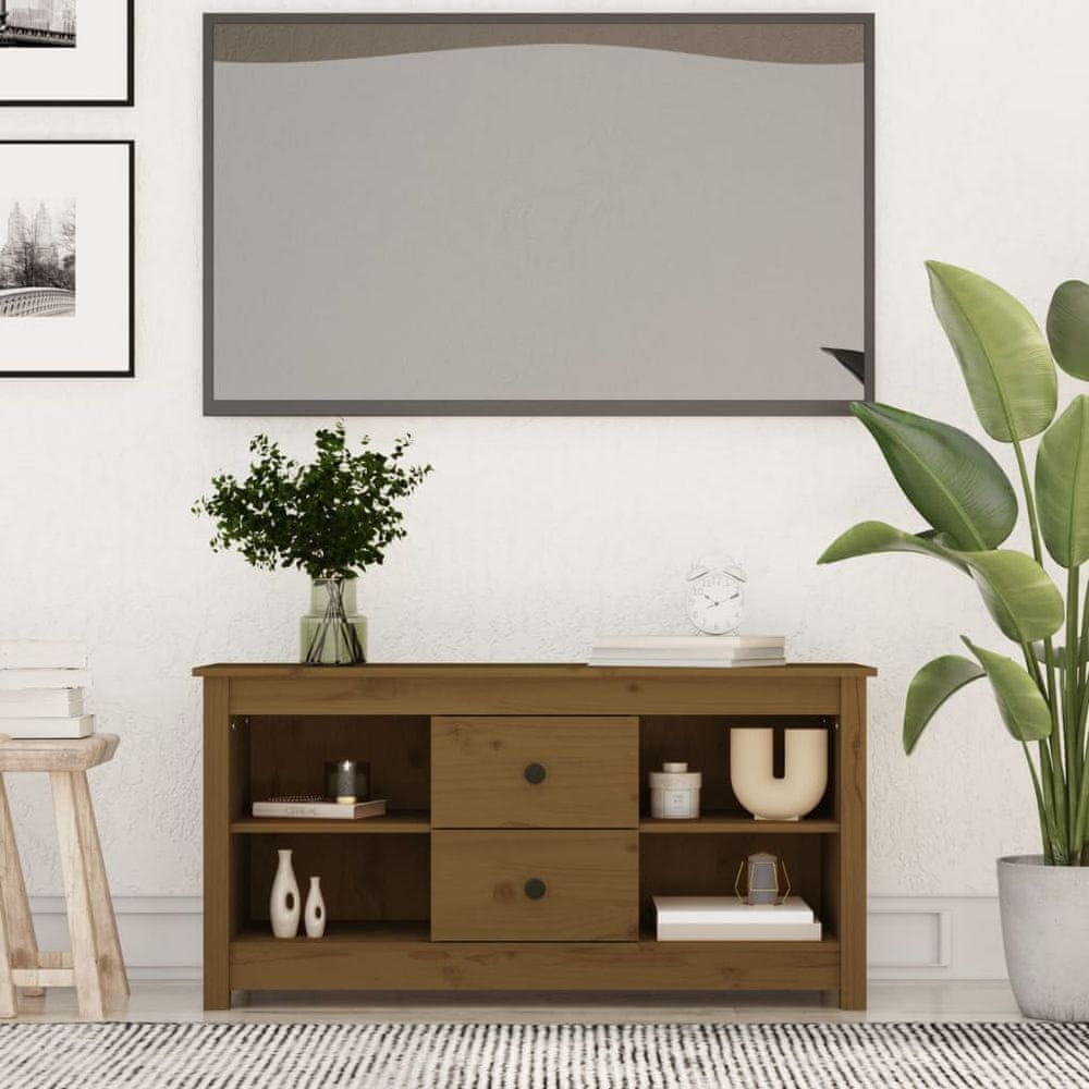 Vidaxl TV skrinka medovo-hnedá 103x36,5x52 cm masívna borovica